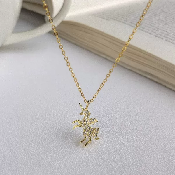 Dtja Crystal Unicorn Charm Pendant Necklace for Women Teen Girls S925 Sterling Silver Gold Plated Shiny CZ Diamond Love Cute Animal Personalized Hypoallergenic Fairy tale Jewelry GOD of Gifts for HerDtja Crystal Unicorn Charm Pendant Necklace for Women Teen Girls S925 Sterling Silver Gold Plated Shiny CZ Diamond Love Cute Animal Personalized Hypoallergenic Fairy tale Jewelry GOD of Gifts for Her