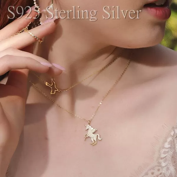 Dtja Crystal Unicorn Charm Pendant Necklace for Women Teen Girls S925 Sterling Silver Gold Plated Shiny CZ Diamond Love Cute Animal Personalized Hypoallergenic Fairy tale Jewelry GOD of Gifts for HerDtja Crystal Unicorn Charm Pendant Necklace for Women Teen Girls S925 Sterling Silver Gold Plated Shiny CZ Diamond Love Cute Animal Personalized Hypoallergenic Fairy tale Jewelry GOD of Gifts for Her