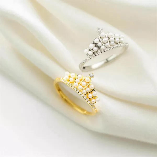 Dtja Pearl Crown S925 Sterling Silver Ring for Women Girls CZ Crystal Imitation White Pearls Expandable Open Finger Rings Adjustable Fashion Jewelry Christmas Valentine BFF Gifts 14 Gold PlatedDtja Pearl Crown S925 Sterling Silver Ring for Women Girls CZ Crystal Imitation White Pearls Expandable Open Finger Rings Adjustable Fashion Jewelry Christmas Valentine BFF Gifts 14 Gold Plated