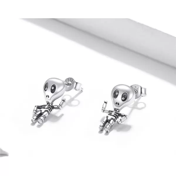 ET Skull Stud Earrings for Women Girls 925 Sterling Silver Vintage Skeleton Dangle Drop Cartilage Tragus Post Hypoallergenic Halloween Party Jewelry Unisex GiftsET Skull Stud Earrings for Women Girls 925 Sterling Silver Vintage Skeleton Dangle Drop Cartilage Tragus Post Hypoallergenic Halloween Party Jewelry Unisex Gifts