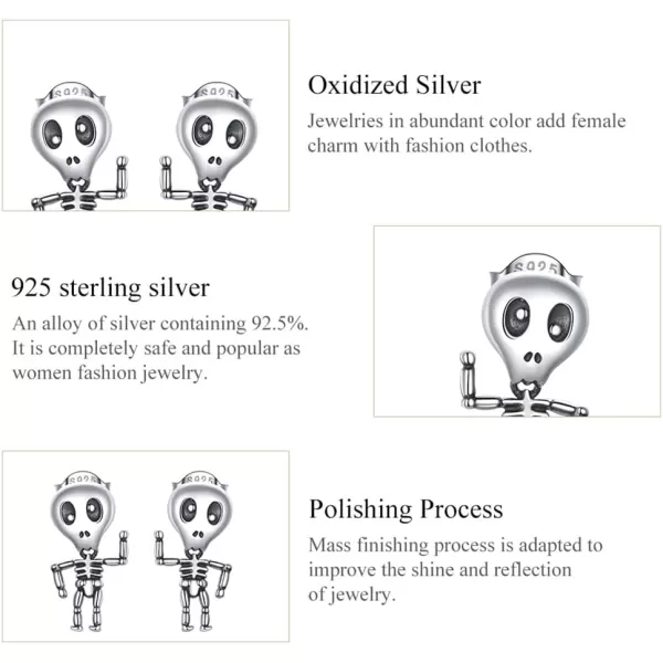 ET Skull Stud Earrings for Women Girls 925 Sterling Silver Vintage Skeleton Dangle Drop Cartilage Tragus Post Hypoallergenic Halloween Party Jewelry Unisex GiftsET Skull Stud Earrings for Women Girls 925 Sterling Silver Vintage Skeleton Dangle Drop Cartilage Tragus Post Hypoallergenic Halloween Party Jewelry Unisex Gifts