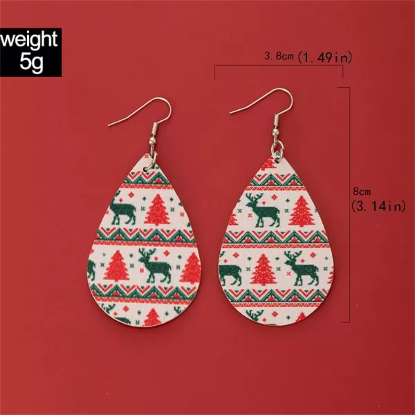 Leather Teardrop Christmas Tree Earrings for Women Girls Multiple Lightweight Big Statement Dangle Drop Hook Stud Nickle Free Jewelry Gifts Christmas New Year HolidayWhite Xmas