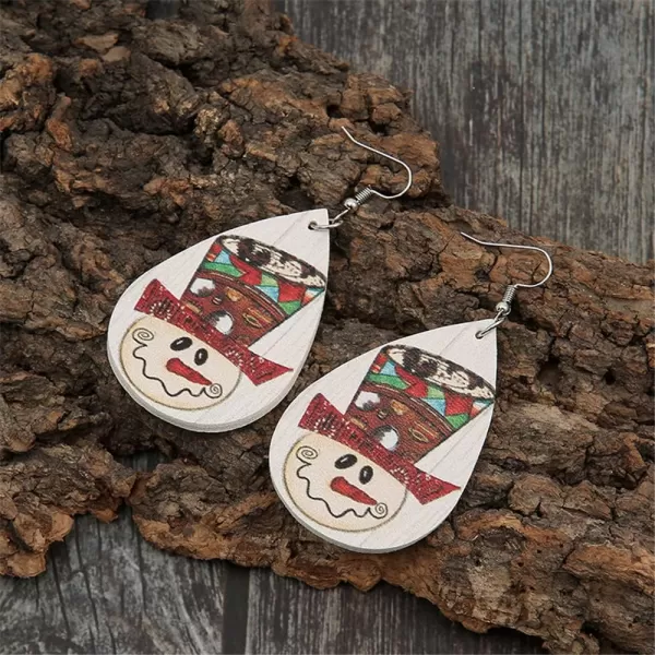 Leather Teardrop Christmas Tree Earrings for Women Girls Multiple Lightweight Big Statement Dangle Drop Hook Stud Nickle Free Jewelry Gifts Christmas New Year HolidaySnowman