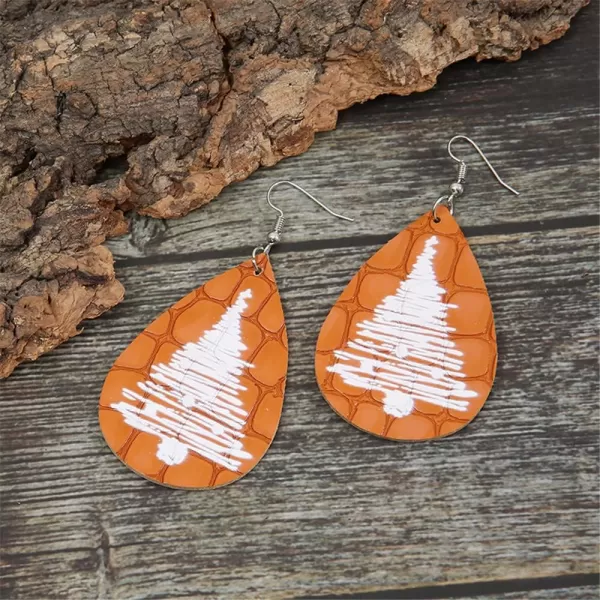 Leather Teardrop Christmas Tree Earrings for Women Girls Multiple Lightweight Big Statement Dangle Drop Hook Stud Nickle Free Jewelry Gifts Christmas New Year HolidayWhite Trees