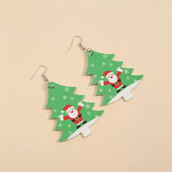 Leather Teardrop Christmas Tree Earrings for Women Girls Multiple Lightweight Big Statement Dangle Drop Hook Stud Nickle Free Jewelry Gifts Christmas New Year HolidaySanta Claus