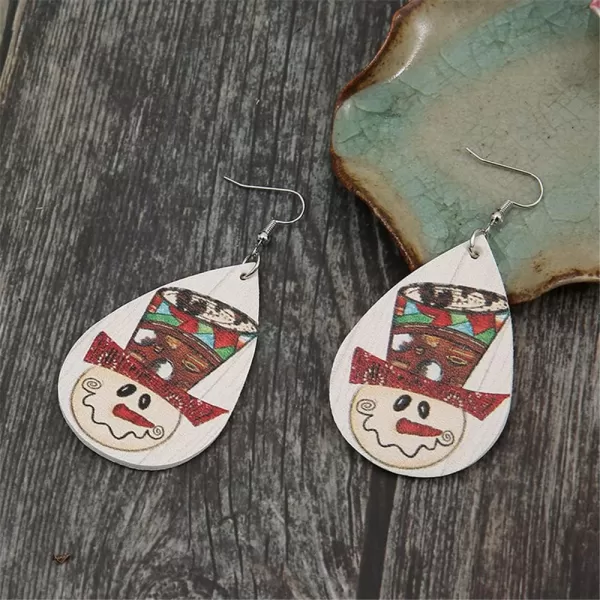 Leather Teardrop Christmas Tree Earrings for Women Girls Multiple Lightweight Big Statement Dangle Drop Hook Stud Nickle Free Jewelry Gifts Christmas New Year HolidaySnowman