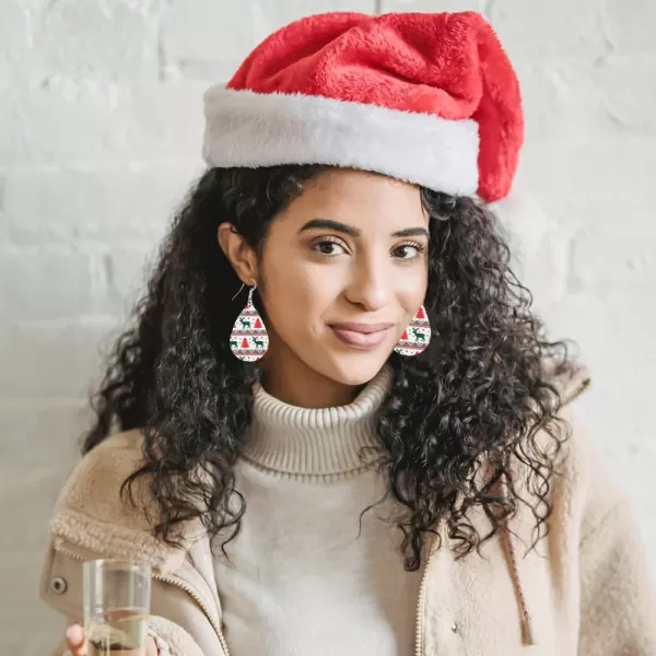 Leather Teardrop Christmas Tree Earrings for Women Girls Multiple Lightweight Big Statement Dangle Drop Hook Stud Nickle Free Jewelry Gifts Christmas New Year HolidayWhite Xmas