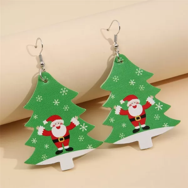 Leather Teardrop Christmas Tree Earrings for Women Girls Multiple Lightweight Big Statement Dangle Drop Hook Stud Nickle Free Jewelry Gifts Christmas New Year HolidaySanta Claus