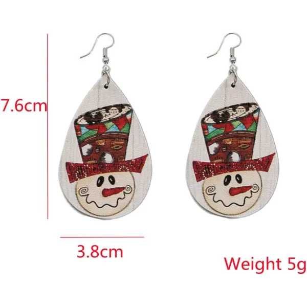 Leather Teardrop Christmas Tree Earrings for Women Girls Multiple Lightweight Big Statement Dangle Drop Hook Stud Nickle Free Jewelry Gifts Christmas New Year HolidaySnowman