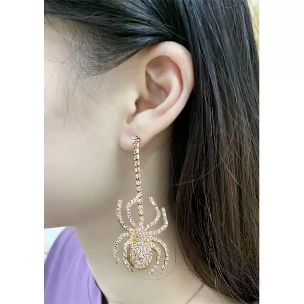 Long Spider Dangle Earrings for Women Girls Cubic Zirconia Black Animal Crystal Drop Dangling Stud Exaggerated Party Halloween Costume Jewelry GiftsLong Spider Dangle Earrings for Women Girls Cubic Zirconia Black Animal Crystal Drop Dangling Stud Exaggerated Party Halloween Costume Jewelry Gifts