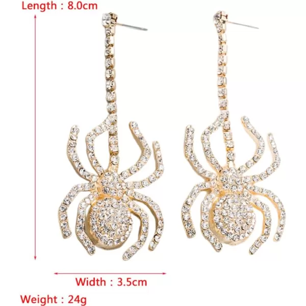 Long Spider Dangle Earrings for Women Girls Cubic Zirconia Black Animal Crystal Drop Dangling Stud Exaggerated Party Halloween Costume Jewelry GiftsLong Spider Dangle Earrings for Women Girls Cubic Zirconia Black Animal Crystal Drop Dangling Stud Exaggerated Party Halloween Costume Jewelry Gifts