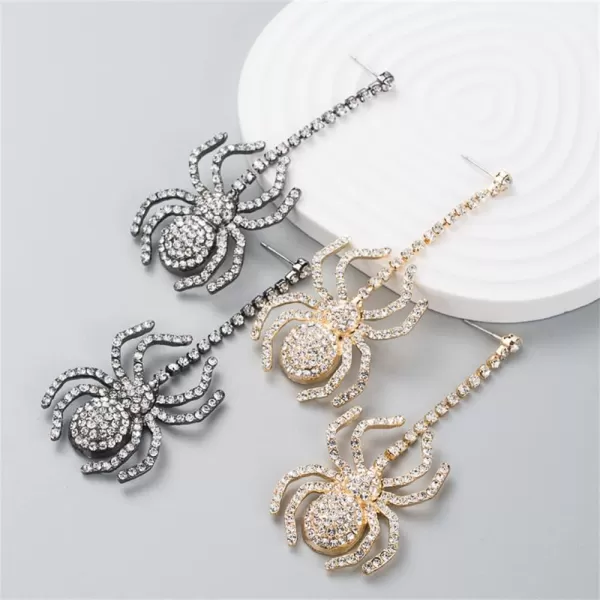 Long Spider Dangle Earrings for Women Girls Cubic Zirconia Black Animal Crystal Drop Dangling Stud Exaggerated Party Halloween Costume Jewelry GiftsLong Spider Dangle Earrings for Women Girls Cubic Zirconia Black Animal Crystal Drop Dangling Stud Exaggerated Party Halloween Costume Jewelry Gifts