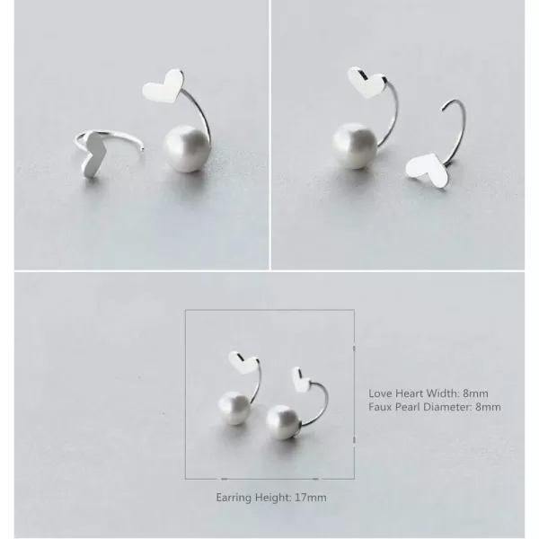 Love Heart Half Huggie Hoop Ear Jacket Cuff Stud Earrings for Women Girls 925 Sterling Silver Fashion Cartilage Faux Pearl Drop Dangling Curved Studs Nickel Free Wedding Brithday Christmas GiftsLove Heart Half Huggie Hoop Ear Jacket Cuff Stud Earrings for Women Girls 925 Sterling Silver Fashion Cartilage Faux Pearl Drop Dangling Curved Studs Nickel Free Wedding Brithday Christmas Gifts