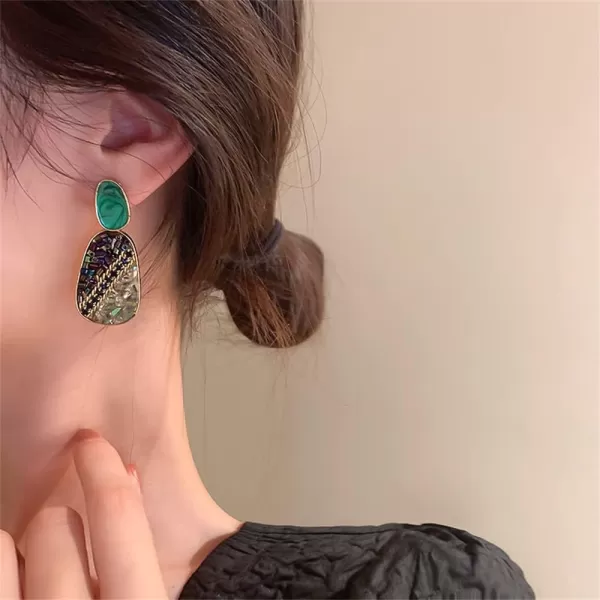 Vintage Boho Crystal Drop Dangle Earrings for Women Girls 925 Sterling Silver Post Pin Hypoallrgenic Geometric Acrylic Rhinestone Charms Dangling Lightweight Retro Jewelry Gifts Christmas HolidayGreen