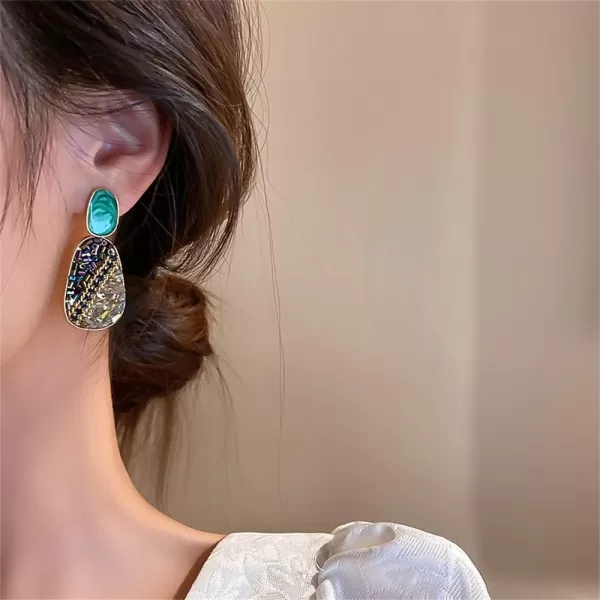 Vintage Boho Crystal Drop Dangle Earrings for Women Girls 925 Sterling Silver Post Pin Hypoallrgenic Geometric Acrylic Rhinestone Charms Dangling Lightweight Retro Jewelry Gifts Christmas HolidayGreen