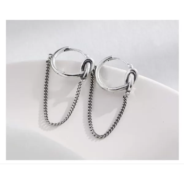 Vintage Chain Drop Love Knot Small Hoop Earrings for Women Girls Men 925 Sterling Silver Tassel Link Dangle Huggie Hoops Cuff Cartilage Tragus Daith Minimalist Fashion Personalized Punk Jewelry GiftsVintage Chain Drop Love Knot Small Hoop Earrings for Women Girls Men 925 Sterling Silver Tassel Link Dangle Huggie Hoops Cuff Cartilage Tragus Daith Minimalist Fashion Personalized Punk Jewelry Gifts