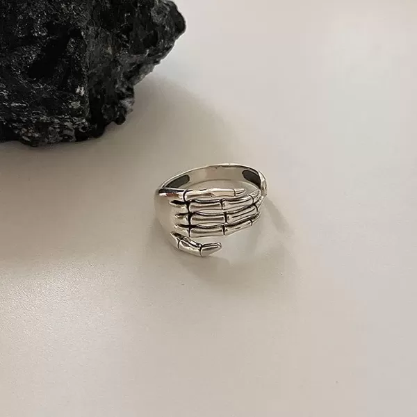 Vintage Skull Hand S925 Sterling Silver Open Band Ring for Women Girls Statement Adjustable Expandable Oxidized Gothic Skeleton Devils Talons Finger Pinky Rings Comfort Fit Unisex Personalized JewelryVintage Skull Hand S925 Sterling Silver Open Band Ring for Women Girls Statement Adjustable Expandable Oxidized Gothic Skeleton Devils Talons Finger Pinky Rings Comfort Fit Unisex Personalized Jewelry
