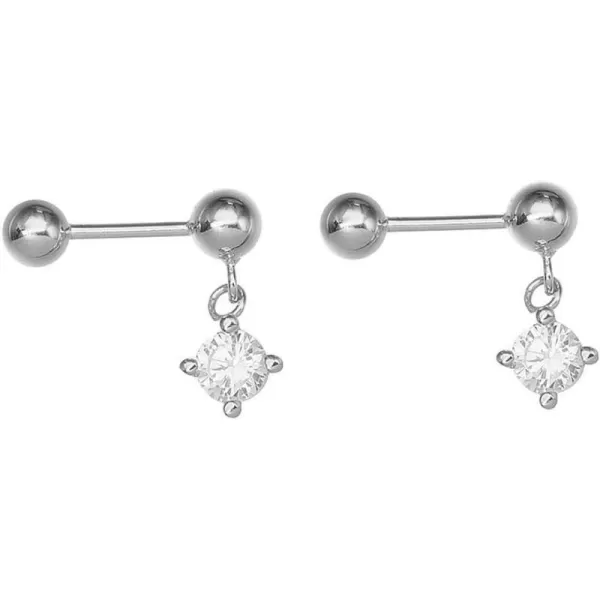 20G Small Ball Bead Barbell Dangle Stud Earrings for Women Girls S925 Sterling Silver Cartilage Cute Tiny Helix Ear Lobe Piercing Screw Tragus Hypoallergenic Fashion JewelryCZ Crystal Drop