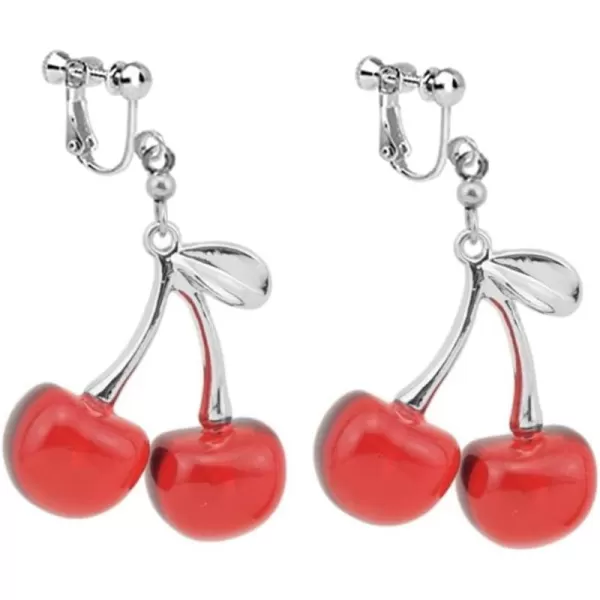 Cherry Fruit Statement Drop Dangle Clip On Earrings for Women Girls Stainless Steel Hypoallergenic No Piercing Ear Cuff Wrap Creative Red Acrylic Lightweight Charms Dangling Jewelry GiftsCherry Fruit Statement Drop Dangle Clip On Earrings for Women Girls Stainless Steel Hypoallergenic No Piercing Ear Cuff Wrap Creative Red Acrylic Lightweight Charms Dangling Jewelry Gifts