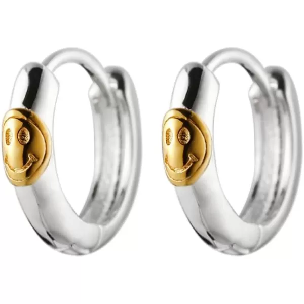 Cute Smiley Small Hoop Earrings for Women Girls Teens 925 Sterling Silver Round Happy Smile Face Huggie Hoops Tiny Cartilage Minimalist Jewelry Dainty GiftsCute Smiley Small Hoop Earrings for Women Girls Teens 925 Sterling Silver Round Happy Smile Face Huggie Hoops Tiny Cartilage Minimalist Jewelry Dainty Gifts