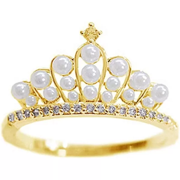 Dtja Pearl Crown S925 Sterling Silver Ring for Women Girls CZ Crystal Imitation White Pearls Expandable Open Finger Rings Adjustable Fashion Jewelry Christmas Valentine BFF Gifts 14 Gold PlatedDtja Pearl Crown S925 Sterling Silver Ring for Women Girls CZ Crystal Imitation White Pearls Expandable Open Finger Rings Adjustable Fashion Jewelry Christmas Valentine BFF Gifts 14 Gold Plated