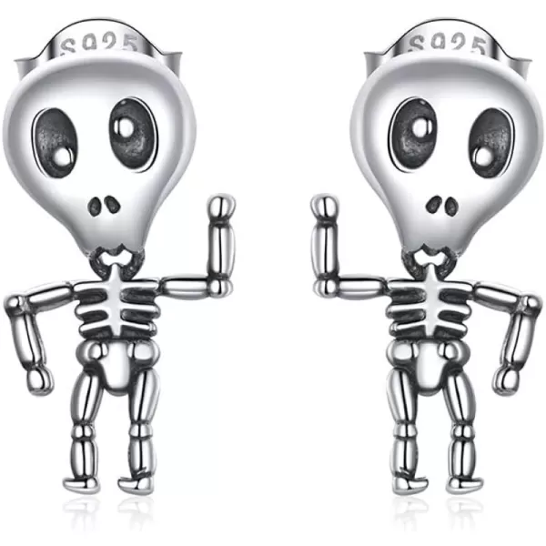 ET Skull Stud Earrings for Women Girls 925 Sterling Silver Vintage Skeleton Dangle Drop Cartilage Tragus Post Hypoallergenic Halloween Party Jewelry Unisex GiftsET Skull Stud Earrings for Women Girls 925 Sterling Silver Vintage Skeleton Dangle Drop Cartilage Tragus Post Hypoallergenic Halloween Party Jewelry Unisex Gifts