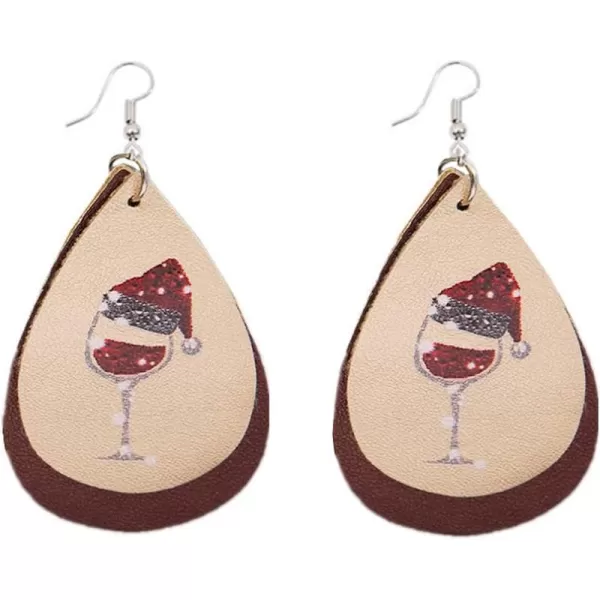 Leather Teardrop Christmas Tree Earrings for Women Girls Multiple Lightweight Big Statement Dangle Drop Hook Stud Nickle Free Jewelry Gifts Christmas New Year HolidayLayered
