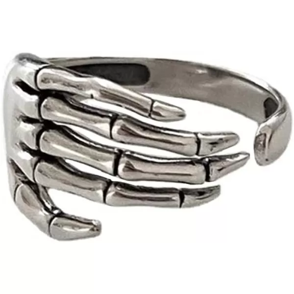 Vintage Skull Hand S925 Sterling Silver Open Band Ring for Women Girls Statement Adjustable Expandable Oxidized Gothic Skeleton Devils Talons Finger Pinky Rings Comfort Fit Unisex Personalized JewelryVintage Skull Hand S925 Sterling Silver Open Band Ring for Women Girls Statement Adjustable Expandable Oxidized Gothic Skeleton Devils Talons Finger Pinky Rings Comfort Fit Unisex Personalized Jewelry