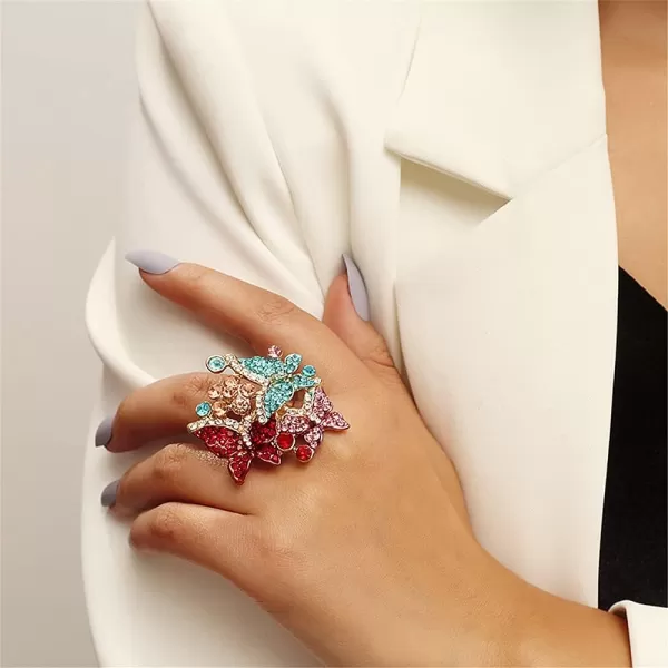 3 Crystal Butterfly Statement Ring for Women Girls Gold Plated Big Colorful CZ Butterflies Flower Finger Rings Size 7 Comfort Fit Delicate Elegant Jewelry Wedding Birthday Gifts for Mom Sister3 Crystal Butterfly Statement Ring for Women Girls Gold Plated Big Colorful CZ Butterflies Flower Finger Rings Size 7 Comfort Fit Delicate Elegant Jewelry Wedding Birthday Gifts for Mom Sister