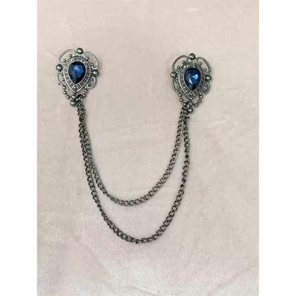 Antique Collar Clips Brooches Lapel Pins for Women Girls Unisex Vintage Elegant Enameled Flower Imitation Pearl Blue Rhinestone Layered Tassel Chain Drop Dangling Necktie Tie Shawl Scarf Dress Accessories Jewelry Christmas BirthdayTeardrop Crystal