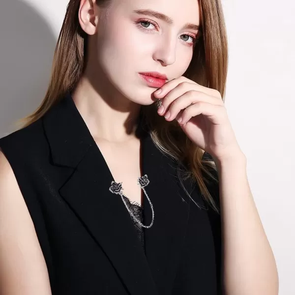 Antique Collar Clips Brooches Lapel Pins for Women Girls Unisex Vintage Elegant Enameled Flower Imitation Pearl Blue Rhinestone Layered Tassel Chain Drop Dangling Necktie Tie Shawl Scarf Dress Accessories Jewelry Christmas BirthdayFlower