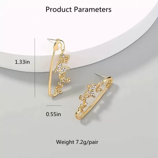CZ Butterfly Safety Pin Dangle Earrings for Women Girls 925 Silver Post Pin Gold Plated Cubic Zirconia Crystal Butterflies Drop Dangling Stud Hypoallergenic Dainty Birthday Wedding AnniversaryCZ Butterfly Safety Pin Dangle Earrings for Women Girls 925 Silver Post Pin Gold Plated Cubic Zirconia Crystal Butterflies Drop Dangling Stud Hypoallergenic Dainty Birthday Wedding Anniversary