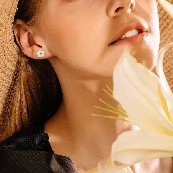 CZ Shell Pearl Flower Stud Earrings for Women Girls S925 Sterling Silver Hypoallergenic Crystal Cute Small Floral Statement Cartilage Tragus Post Pin Fashion Birthday Christmas JewelryCZ Shell Pearl Flower Stud Earrings for Women Girls S925 Sterling Silver Hypoallergenic Crystal Cute Small Floral Statement Cartilage Tragus Post Pin Fashion Birthday Christmas Jewelry