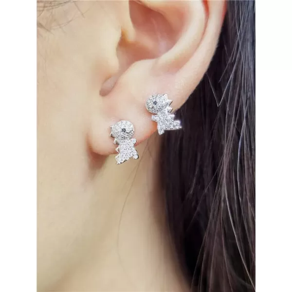 Crystal Dinosaur Stud Earrings for Teen Girls 925 Sterling Silver Pave CZ Small Cute Dragon Animal Studs Post Nickel Free Jewelry Birthday Gifts for Daughter NieceCrystal Dinosaur Stud Earrings for Teen Girls 925 Sterling Silver Pave CZ Small Cute Dragon Animal Studs Post Nickel Free Jewelry Birthday Gifts for Daughter Niece