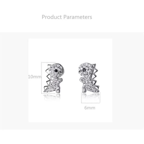 Crystal Dinosaur Stud Earrings for Teen Girls 925 Sterling Silver Pave CZ Small Cute Dragon Animal Studs Post Nickel Free Jewelry Birthday Gifts for Daughter NieceCrystal Dinosaur Stud Earrings for Teen Girls 925 Sterling Silver Pave CZ Small Cute Dragon Animal Studs Post Nickel Free Jewelry Birthday Gifts for Daughter Niece