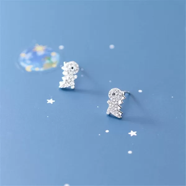 Crystal Dinosaur Stud Earrings for Teen Girls 925 Sterling Silver Pave CZ Small Cute Dragon Animal Studs Post Nickel Free Jewelry Birthday Gifts for Daughter NieceCrystal Dinosaur Stud Earrings for Teen Girls 925 Sterling Silver Pave CZ Small Cute Dragon Animal Studs Post Nickel Free Jewelry Birthday Gifts for Daughter Niece