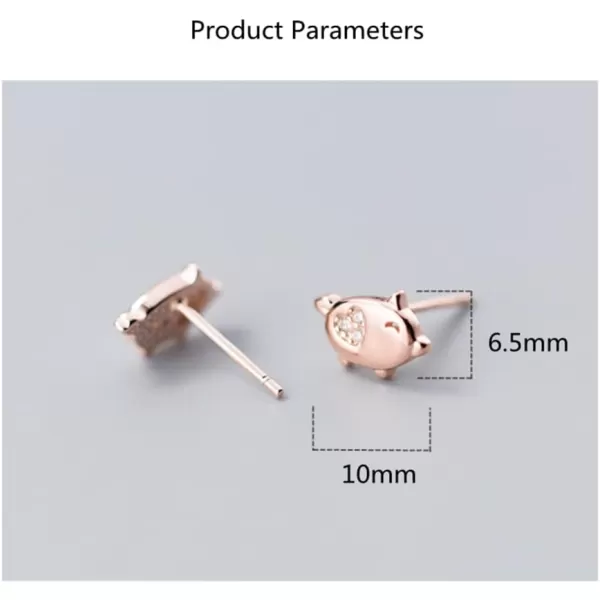 Crystal Love Heart Cute Pig Sterling Silver Studs Earrings for Women Teen Girls Sensitive Ears Tiny Animal Pet Lucky Post 14K Rose GoldCrystal Love Heart Cute Pig Sterling Silver Studs Earrings for Women Teen Girls Sensitive Ears Tiny Animal Pet Lucky Post 14K Rose Gold