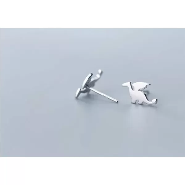 Cute Dinosaurs Earrings Stud for Women Girls Men 925 Sterling Silver Hypoallergenic Tiny Dragon Brontosaurus Animal Cartilage Tragus Polished Fashion Punk Jewelry Dainty Gifts for FriendsSilver