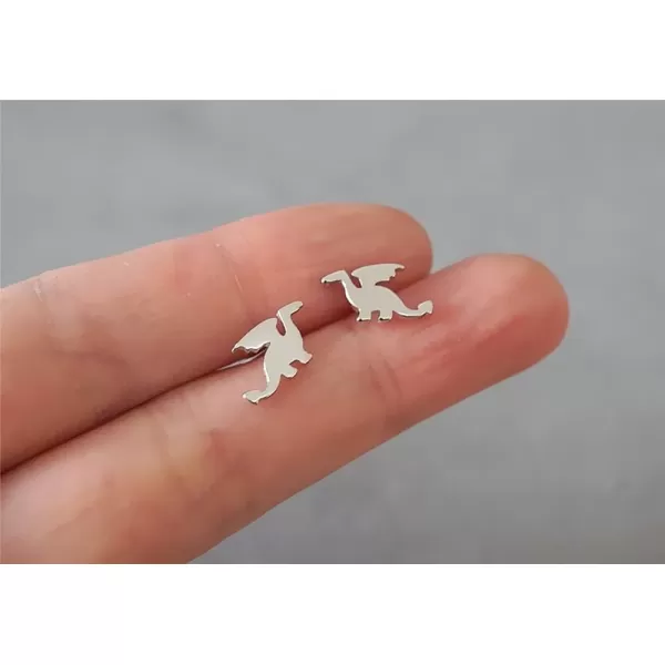 Cute Dinosaurs Earrings Stud for Women Girls Men 925 Sterling Silver Hypoallergenic Tiny Dragon Brontosaurus Animal Cartilage Tragus Polished Fashion Punk Jewelry Dainty Gifts for FriendsSilver