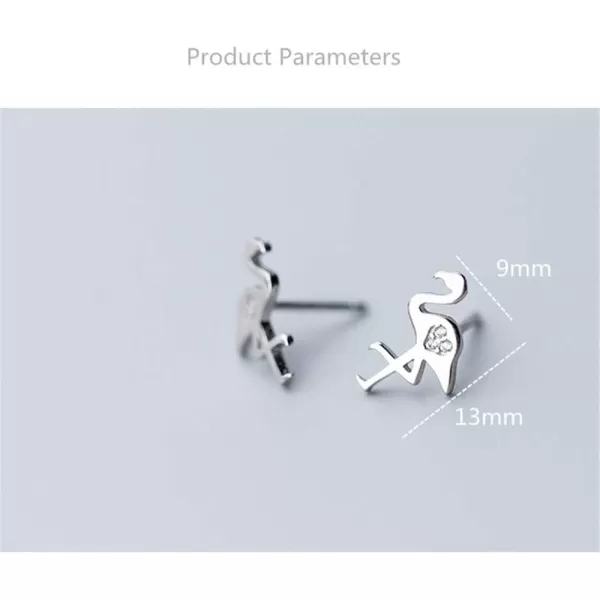 Dainty Flamingo Love Heart Bird Stud Earrings for Women Girls S925 Sterling Silver Cubic Zirconia Small Studs Valentine for Lover for GirlfriendClear