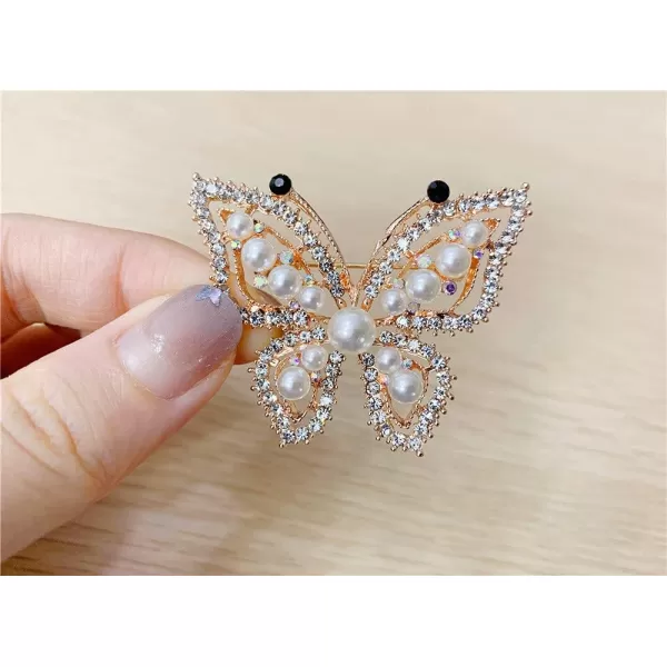 Pearl Butterfly Brooch Pin for Women Girls Fashion Rhionestone Crystal Imitation Pearls Brooches Pins Necktie Dress Accessories Bouquet Decor Elegant Jewelry Gifts for Mom Sister BridesmaidsPearl Butterfly Brooch Pin for Women Girls Fashion Rhionestone Crystal Imitation Pearls Brooches Pins Necktie Dress Accessories Bouquet Decor Elegant Jewelry Gifts for Mom Sister Bridesmaids