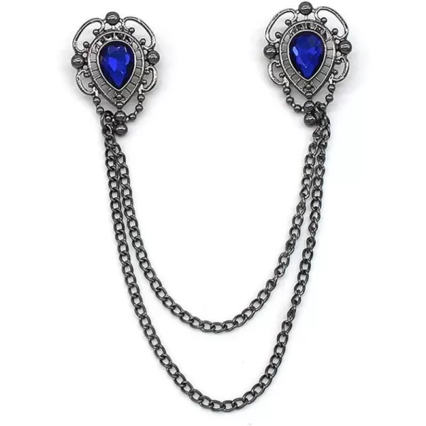 Antique Collar Clips Brooches Lapel Pins for Women Girls Unisex Vintage Elegant Enameled Flower Imitation Pearl Blue Rhinestone Layered Tassel Chain Drop Dangling Necktie Tie Shawl Scarf Dress Accessories Jewelry Christmas BirthdayTeardrop Crystal