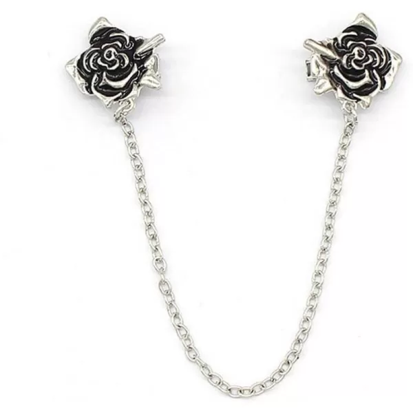 Antique Collar Clips Brooches Lapel Pins for Women Girls Unisex Vintage Elegant Enameled Flower Imitation Pearl Blue Rhinestone Layered Tassel Chain Drop Dangling Necktie Tie Shawl Scarf Dress Accessories Jewelry Christmas BirthdayFlower