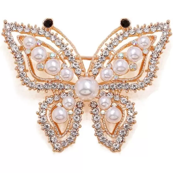 Pearl Butterfly Brooch Pin for Women Girls Fashion Rhionestone Crystal Imitation Pearls Brooches Pins Necktie Dress Accessories Bouquet Decor Elegant Jewelry Gifts for Mom Sister BridesmaidsPearl Butterfly Brooch Pin for Women Girls Fashion Rhionestone Crystal Imitation Pearls Brooches Pins Necktie Dress Accessories Bouquet Decor Elegant Jewelry Gifts for Mom Sister Bridesmaids