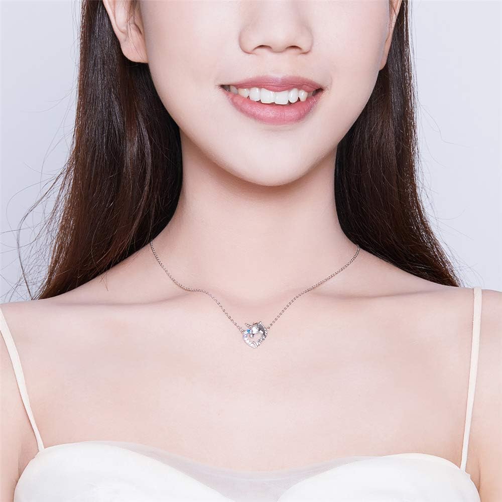Dtja Delicate Unicorn Crystal Love Heart Pendant Necklace for Women Teen Girls 925 Sterling Silver Rainbow Colorful Rhinestone Cute Choker Adjustable Rolo Chain 18 Inches Hypoallergenic Birthday GiftDtja Delicate Unicorn Crystal Love Heart Pendant Necklace for Women Teen Girls 925 Sterling Silver Rainbow Colorful Rhinestone Cute Choker Adjustable Rolo Chain 18 Inches Hypoallergenic Birthday Gift