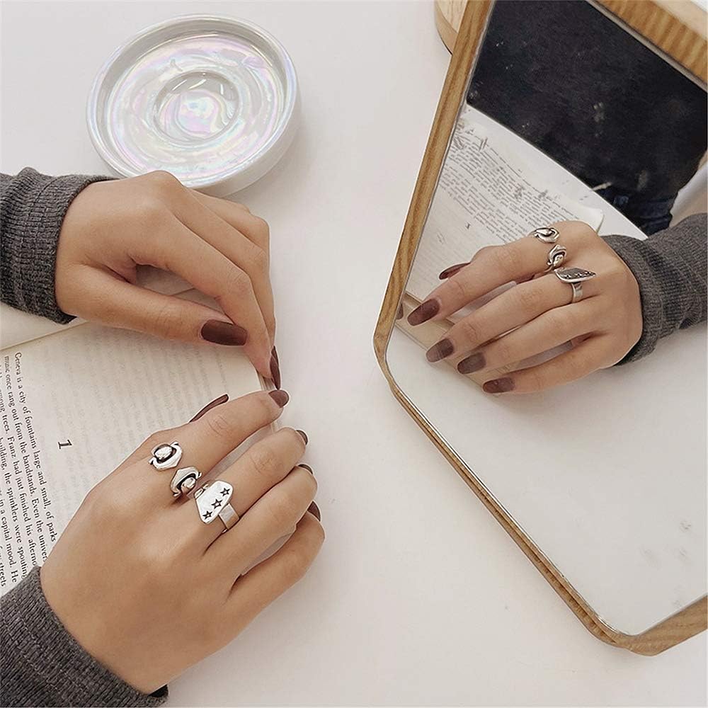 Dtja Vintage Anchor Open Band Ring for Women Girls Silvery Statement Adjustable Expandable Heart Direction Promise Comfort Fit Finger Rings Fashion Personalized Punk Jewelry BFF GiftsDtja Vintage Anchor Open Band Ring for Women Girls Silvery Statement Adjustable Expandable Heart Direction Promise Comfort Fit Finger Rings Fashion Personalized Punk Jewelry BFF Gifts