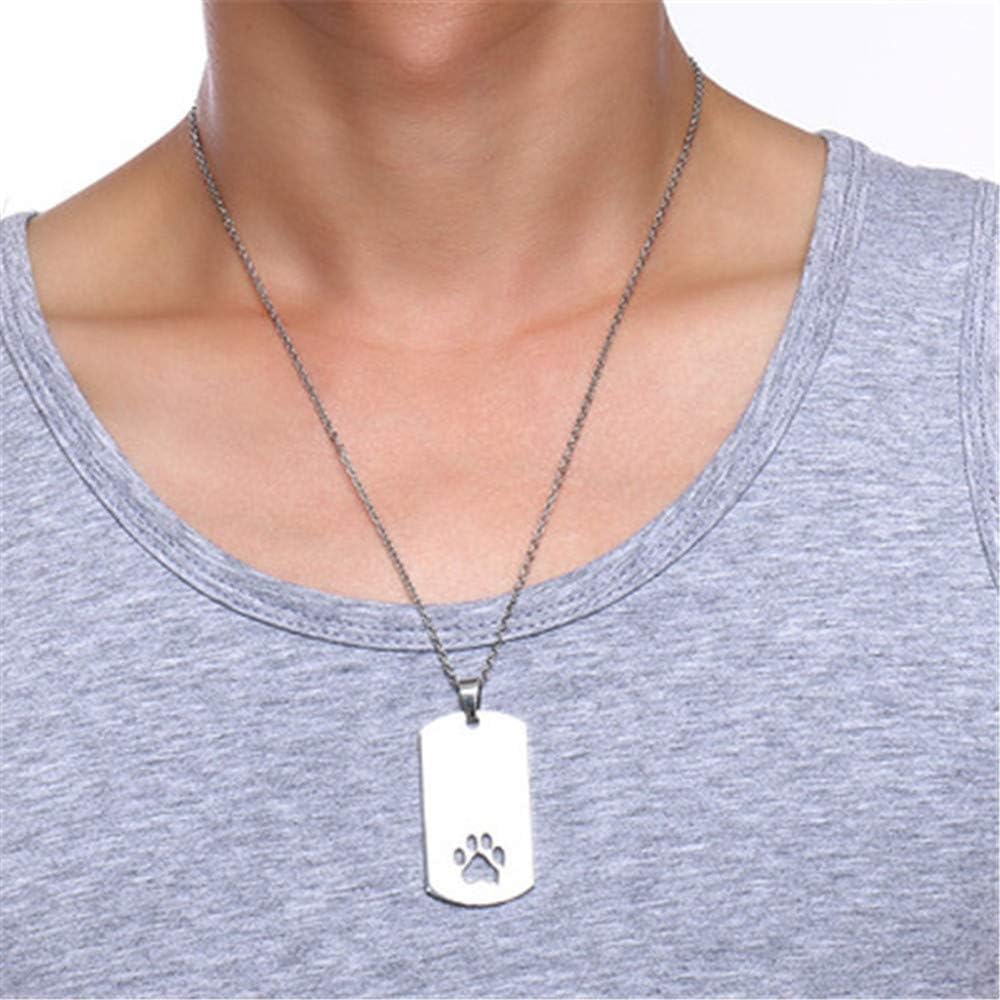 Stainless Steel Paw Print Necklace for Women Men Dog Tag Personalized Polished Cat Pet Pawprint Pendant Charm Chain Minimalist Geometrical Rectangular Necklaces 20 inchesStainless Steel Paw Print Necklace for Women Men Dog Tag Personalized Polished Cat Pet Pawprint Pendant Charm Chain Minimalist Geometrical Rectangular Necklaces 20 inches