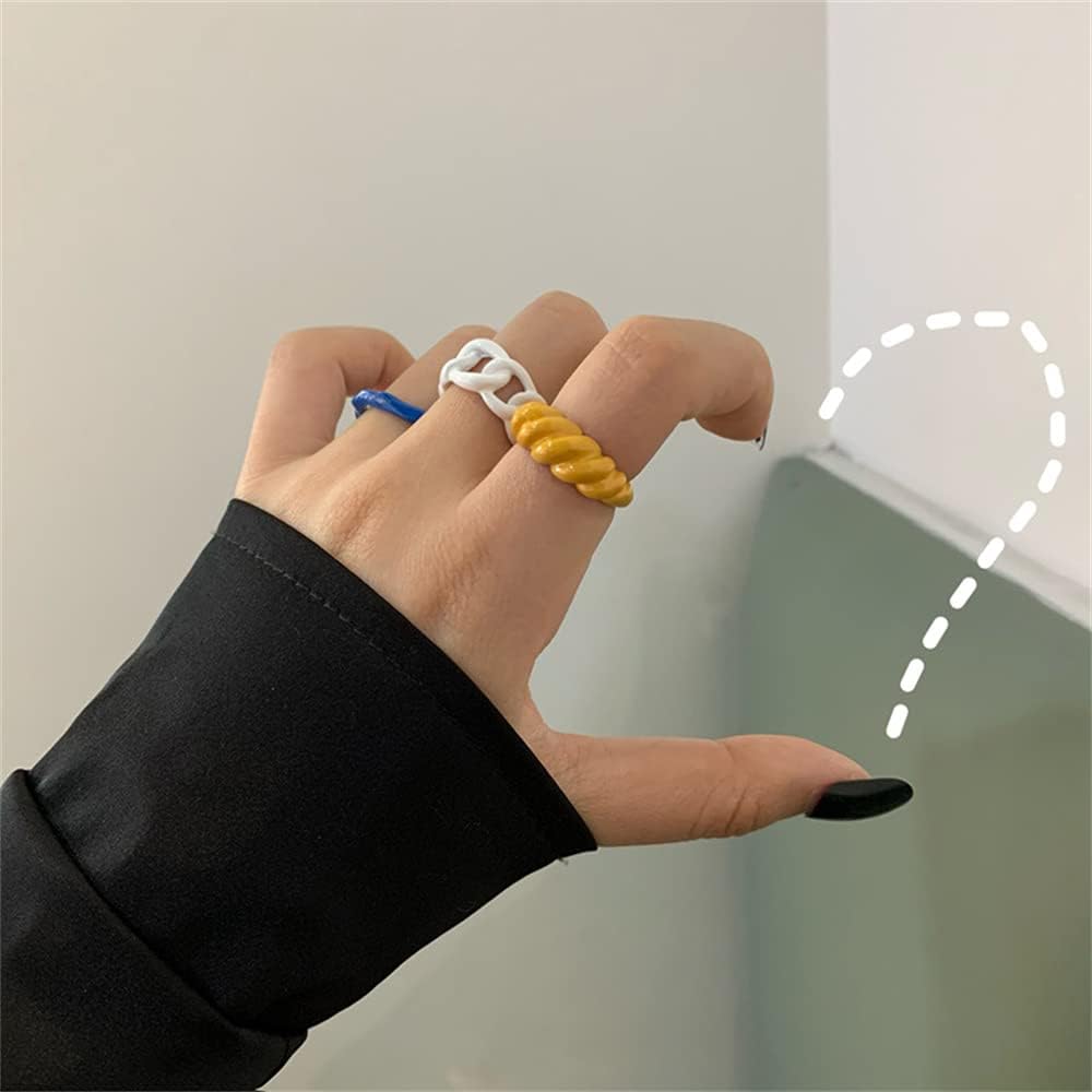 Trendy Chunky Acrylic Statement Rings 3 Pcs Set for Women Girls Colorful Baking Enameled Twisted Croissant Chain Open Band Finger Ring Size 67 Comfort Fit Y2K JewelryTrendy Chunky Acrylic Statement Rings 3 Pcs Set for Women Girls Colorful Baking Enameled Twisted Croissant Chain Open Band Finger Ring Size 67 Comfort Fit Y2K Jewelry