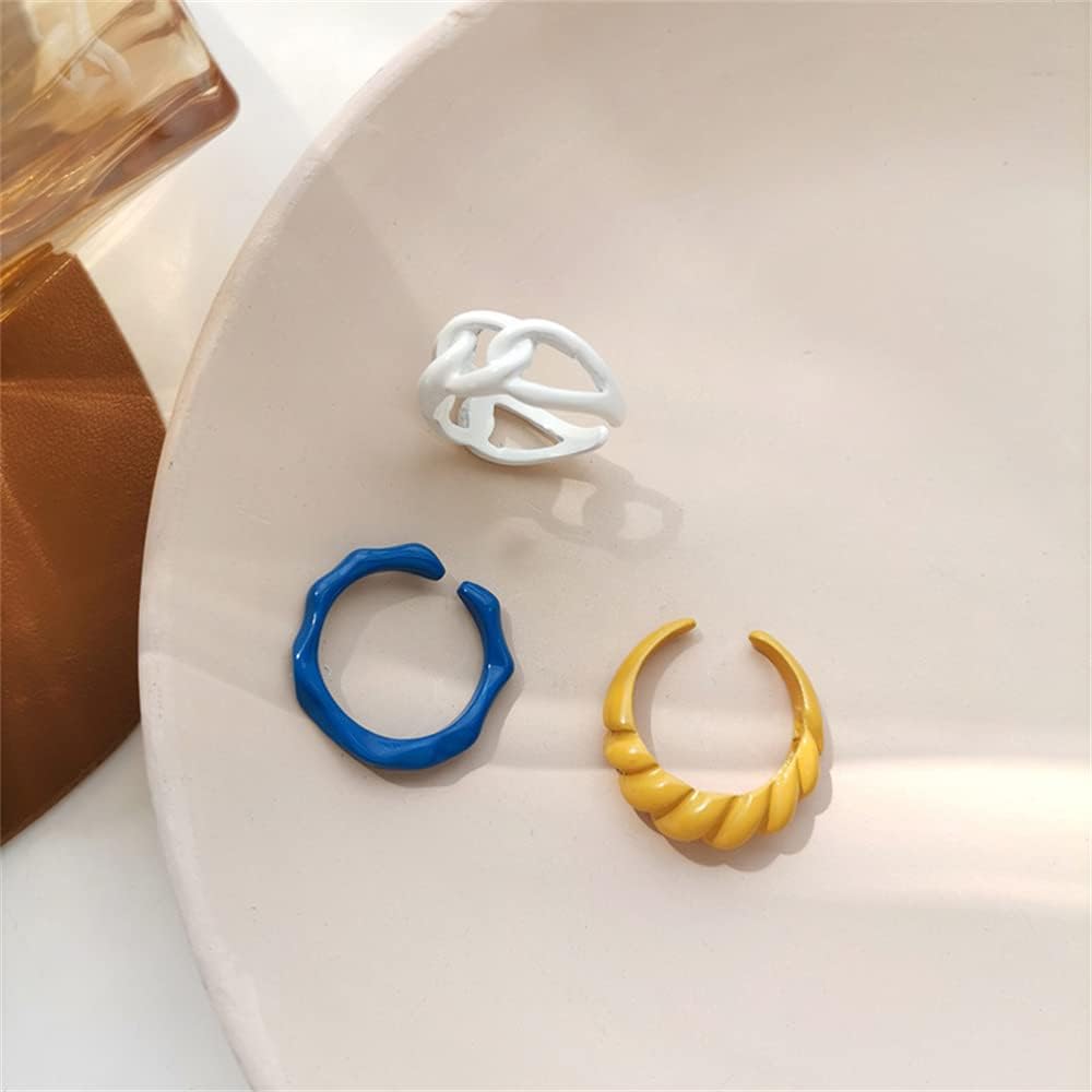 Trendy Chunky Acrylic Statement Rings 3 Pcs Set for Women Girls Colorful Baking Enameled Twisted Croissant Chain Open Band Finger Ring Size 67 Comfort Fit Y2K JewelryTrendy Chunky Acrylic Statement Rings 3 Pcs Set for Women Girls Colorful Baking Enameled Twisted Croissant Chain Open Band Finger Ring Size 67 Comfort Fit Y2K Jewelry