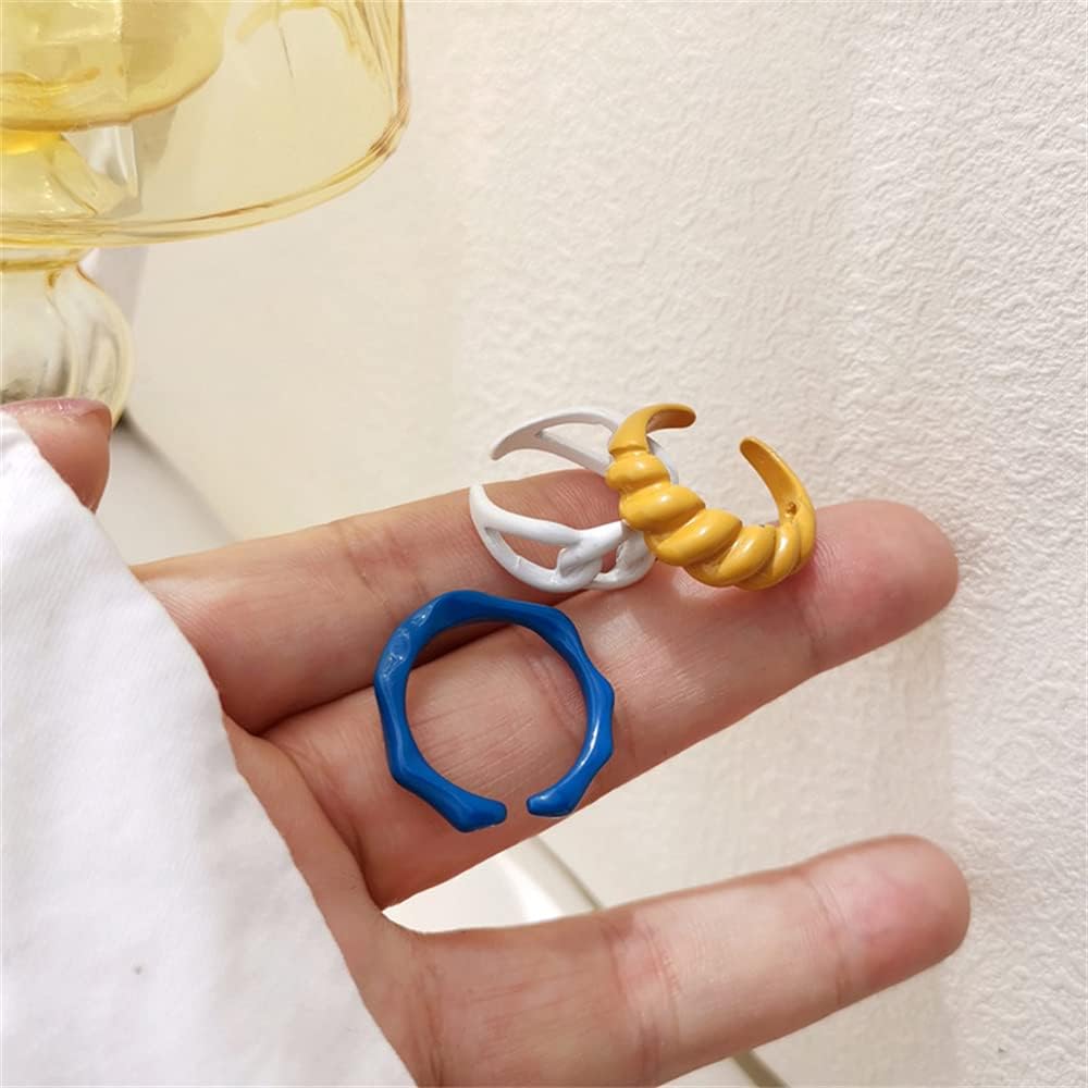 Trendy Chunky Acrylic Statement Rings 3 Pcs Set for Women Girls Colorful Baking Enameled Twisted Croissant Chain Open Band Finger Ring Size 67 Comfort Fit Y2K JewelryTrendy Chunky Acrylic Statement Rings 3 Pcs Set for Women Girls Colorful Baking Enameled Twisted Croissant Chain Open Band Finger Ring Size 67 Comfort Fit Y2K Jewelry